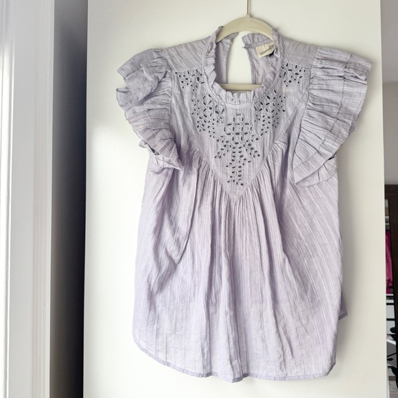 UNIVERSAL THREAD LILAC EMBROIDERED RUFFLE SLEEVE COTTAGECORE SHABBY CH… - Picture 3 of 6